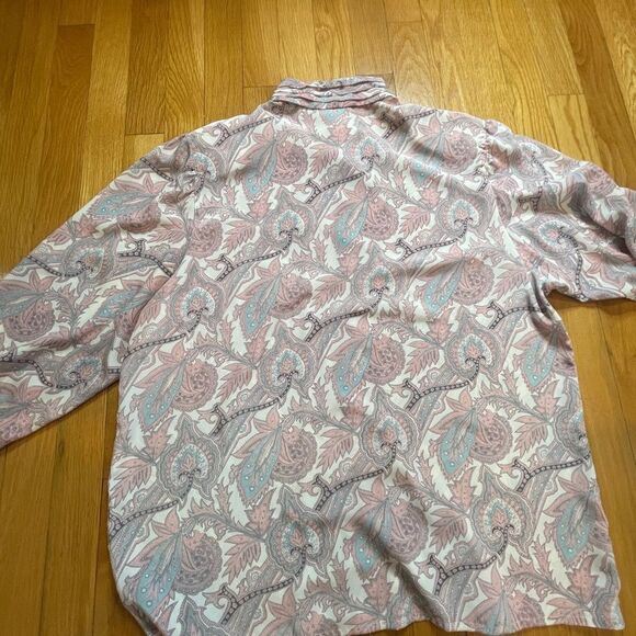 Alfred Dunner size 16 vintage pink paisley long sleeve button down blouse - Picture 2 of 2
